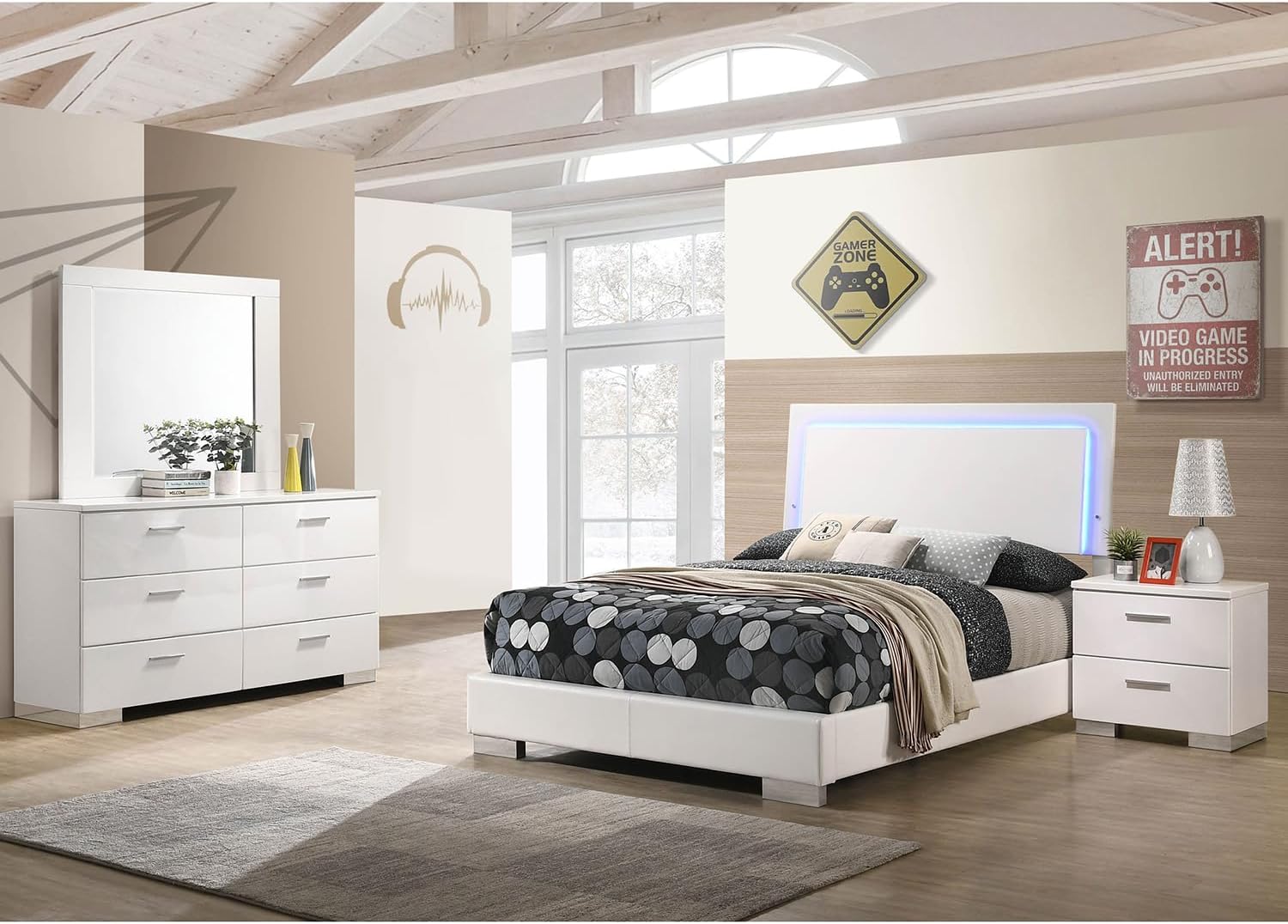 White High Gloss 4 Full Bedroom Set