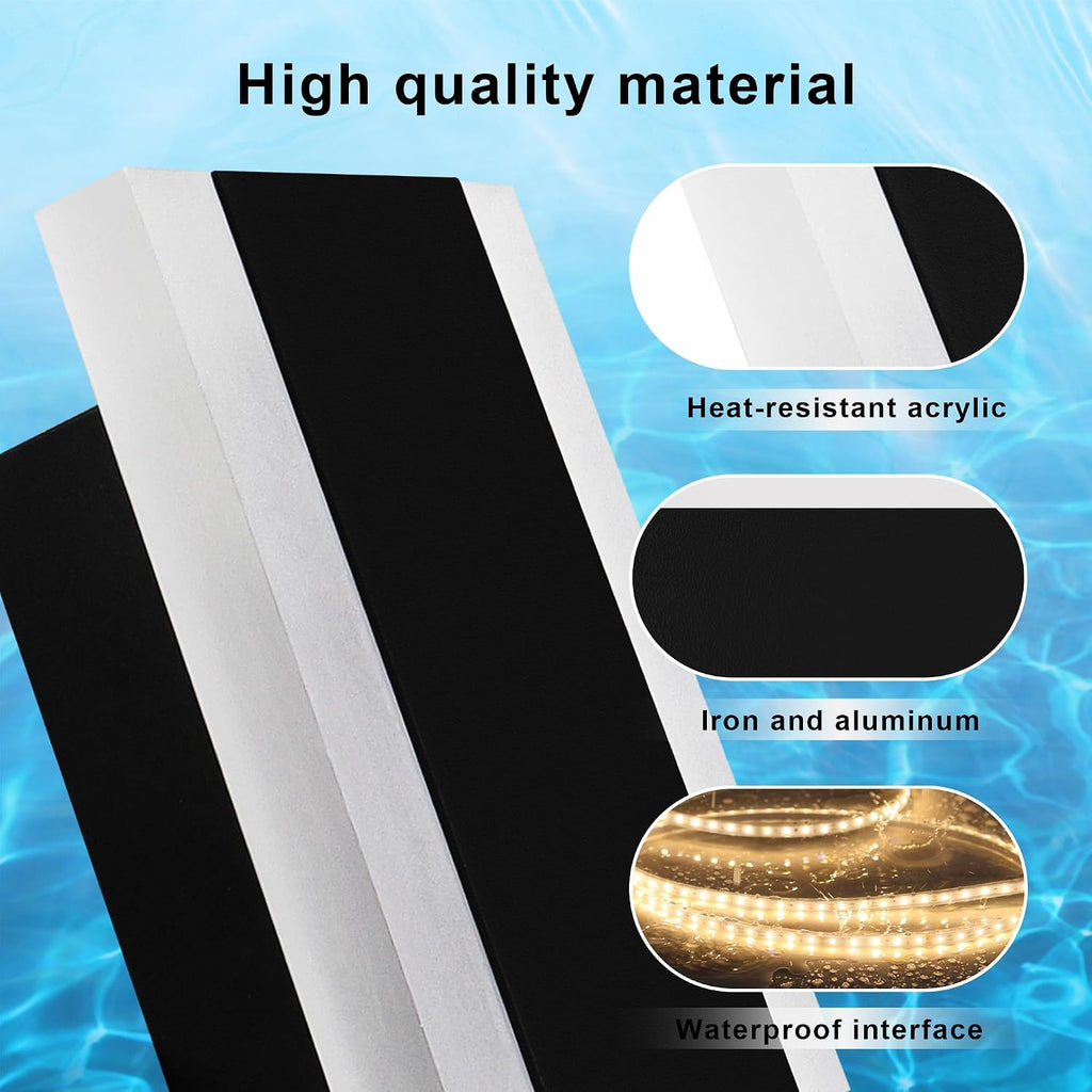 Outdoor Wall Light Fixtures Modern Long LED Wall Sconce Black Exterior Light Fixture Ip65 Waterproof Wall Lamp 3000k Metal Rectangular Wall Lights For Villa Patio,Courtyard,Porch Bedroom,59.05''