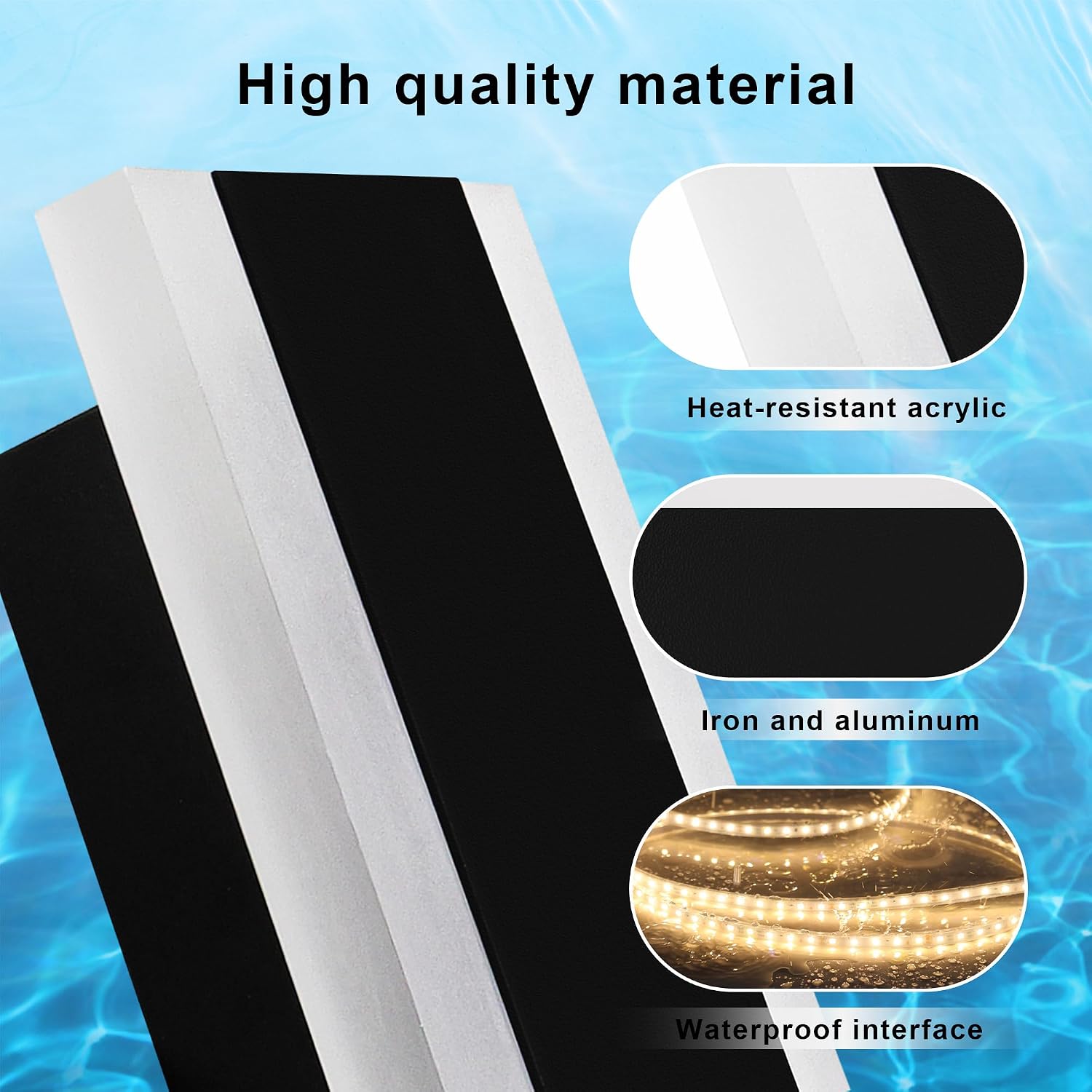 Outdoor Wall Light Fixtures Modern Long LED Wall Sconce Black Exterior Light Fixture Ip65 Waterproof Wall Lamp 3000k Metal Rectangular Wall Lights For Villa Patio,Courtyard,Porch Bedroom,59.05''