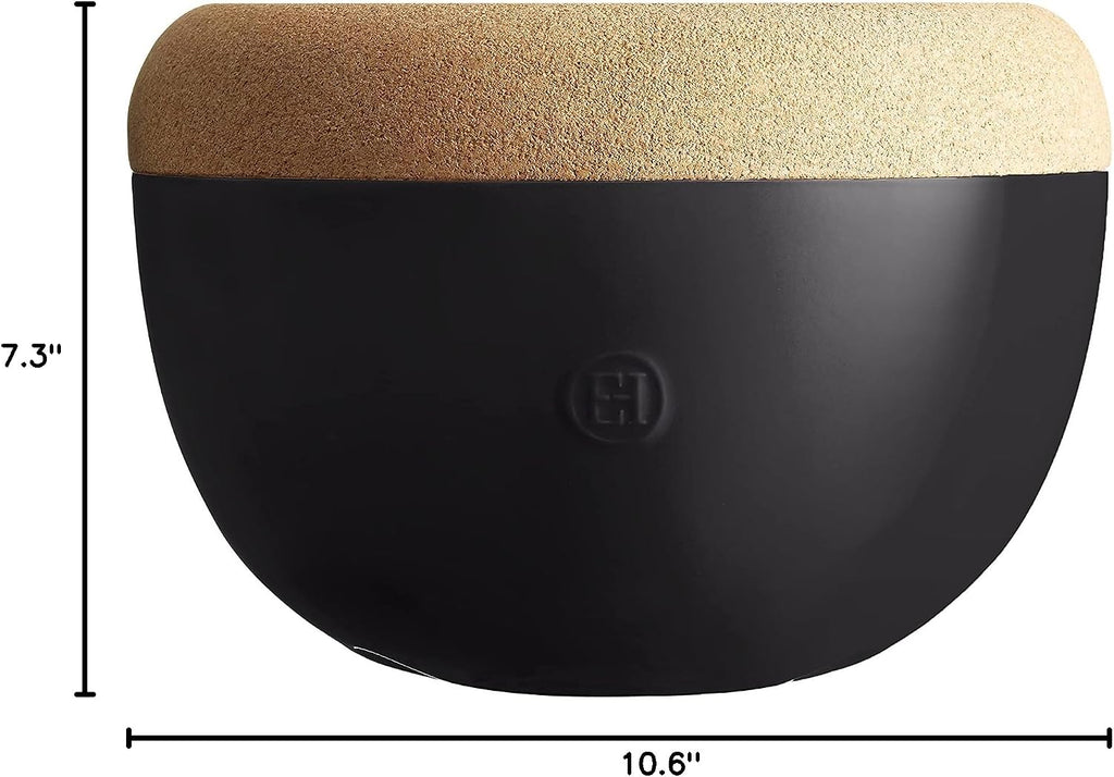 Emile Henry Deep Ceramic Food Storage Bowl, 10.6 x 7.3in, Black Truffle