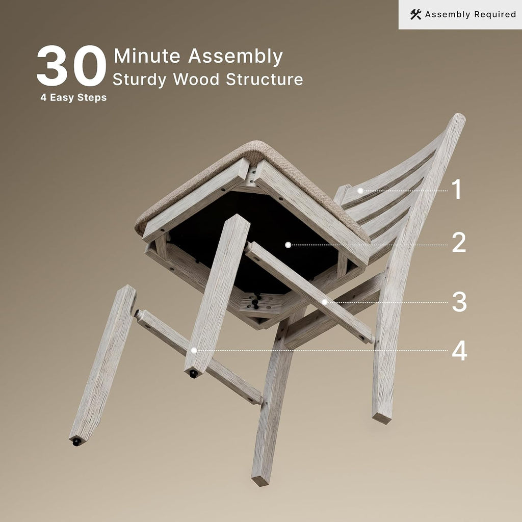 Signature Design by Ashley Skempton Modern Farmhouse Dining Room Chair, 2 Count, Ladderback Design, Wood, 17.75' W x 21.5' D x 38.63' H, White and Light Brown