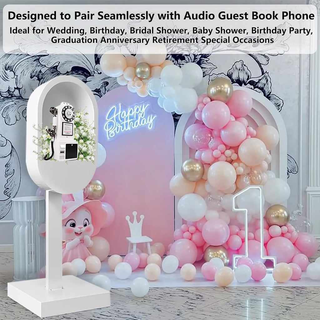 Audio Guest Book Phone Booth Stand, Romantic Metal Audio Guestbook Telephone Booth for Wedding Birthdays Party Graduation Baby Shower Retirement Special Occasions Decoration