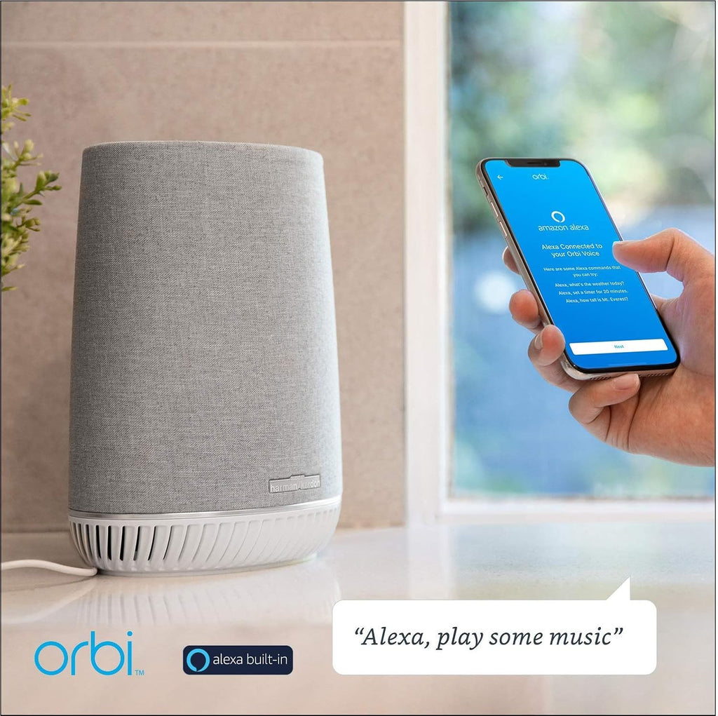 NETGEAR Orbi Voice Smart Speaker & WiFi Mesh Extender with Amazon Alexa Built-in (RBS40V), Works with Any WiFi Router (Renewed)