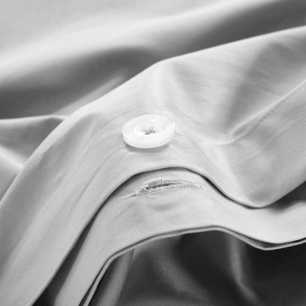 Casabolaj Equilibrio Duvet Covers Set King Size 3 Pieces Do Not Include Filling Casual Modern Minimalist Siver and Grey Color 100% Egyptian Cotton Sateen Luxury 400 TC Cross Patchwork Manufacturing