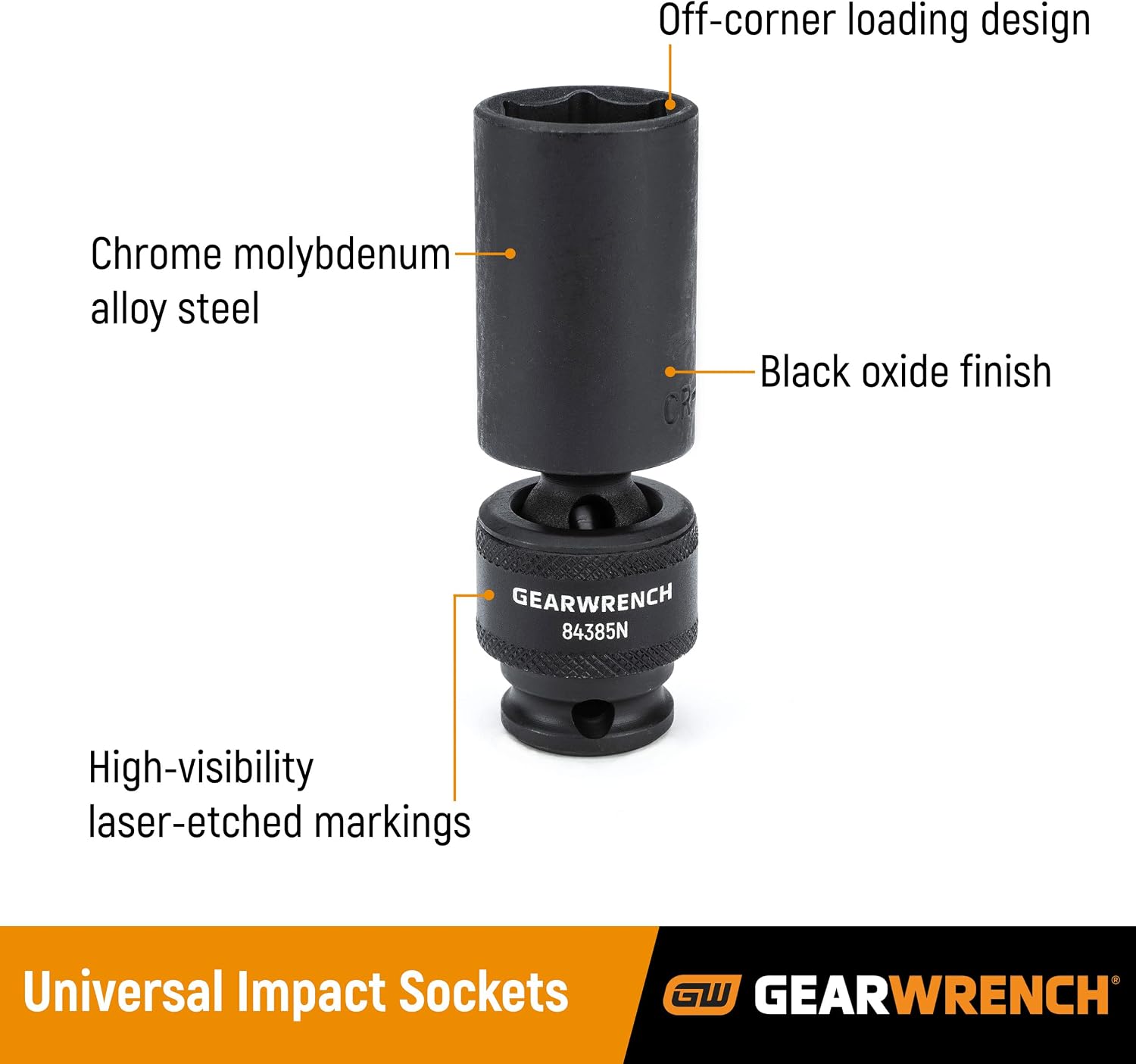 GEARWRENCH 10 Pc. 1/2' Drive 6 Pt. Deep Universal Impact Socket Set, Metric - 84945N (Pack of 4)