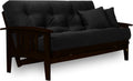 Nirvana Futons Westfield Espresso Finish (Warm Black) Full or Queen Size Futon Set, Mission Style Wood Futon Frame with Mattress Included (Twill Black)
