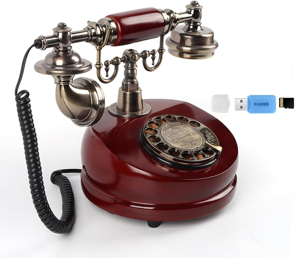 Audio GuestBook Telephone with Classic Retro Craftsmanship for Confessional Wedding Birthday Party Special Events (Red)