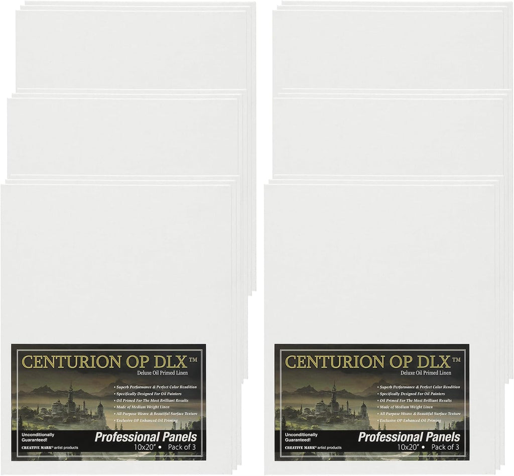 Centurion Deluxe Oil Primed Linen Panel 10'x20' - 18 Panels - Art Supplies for Oil & Alkyd Paintings, Professional Canvas Replacement, Acid-Free Medium Texture, Rigid MDF Painting Boards