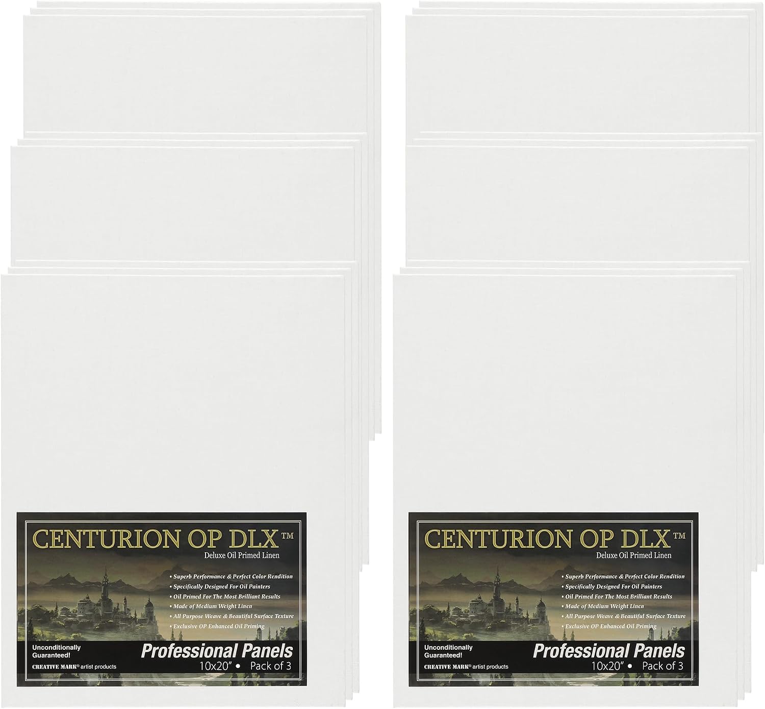 Centurion Deluxe Oil Primed Linen Panel 10'x20' - 18 Panels - Art Supplies for Oil & Alkyd Paintings, Professional Canvas Replacement, Acid-Free Medium Texture, Rigid MDF Painting Boards