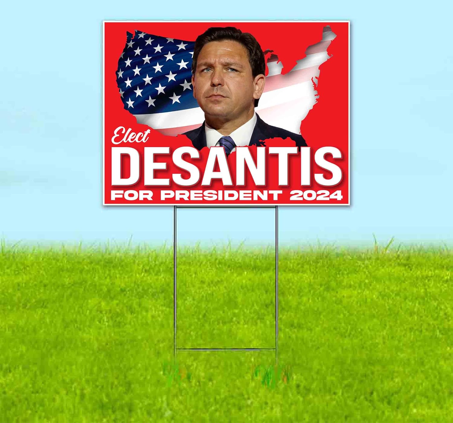 Elect Desantis President 2024 (18' x 24') Yard Sign, Quantity Discounts, Multi-Packs, Includes Metal Step Stake, Bandit, New, Advertising, USA | Florida, Election, Political, Republican