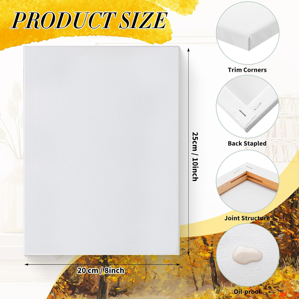Thenshop 80 Pack Stretched Canvas for Painting 8 x 10 Inch Triple Primed Acid Free 100% Cotton White Blank Canvas for Painting Supplies Oil and Acrylic Pouring Art Watercolor