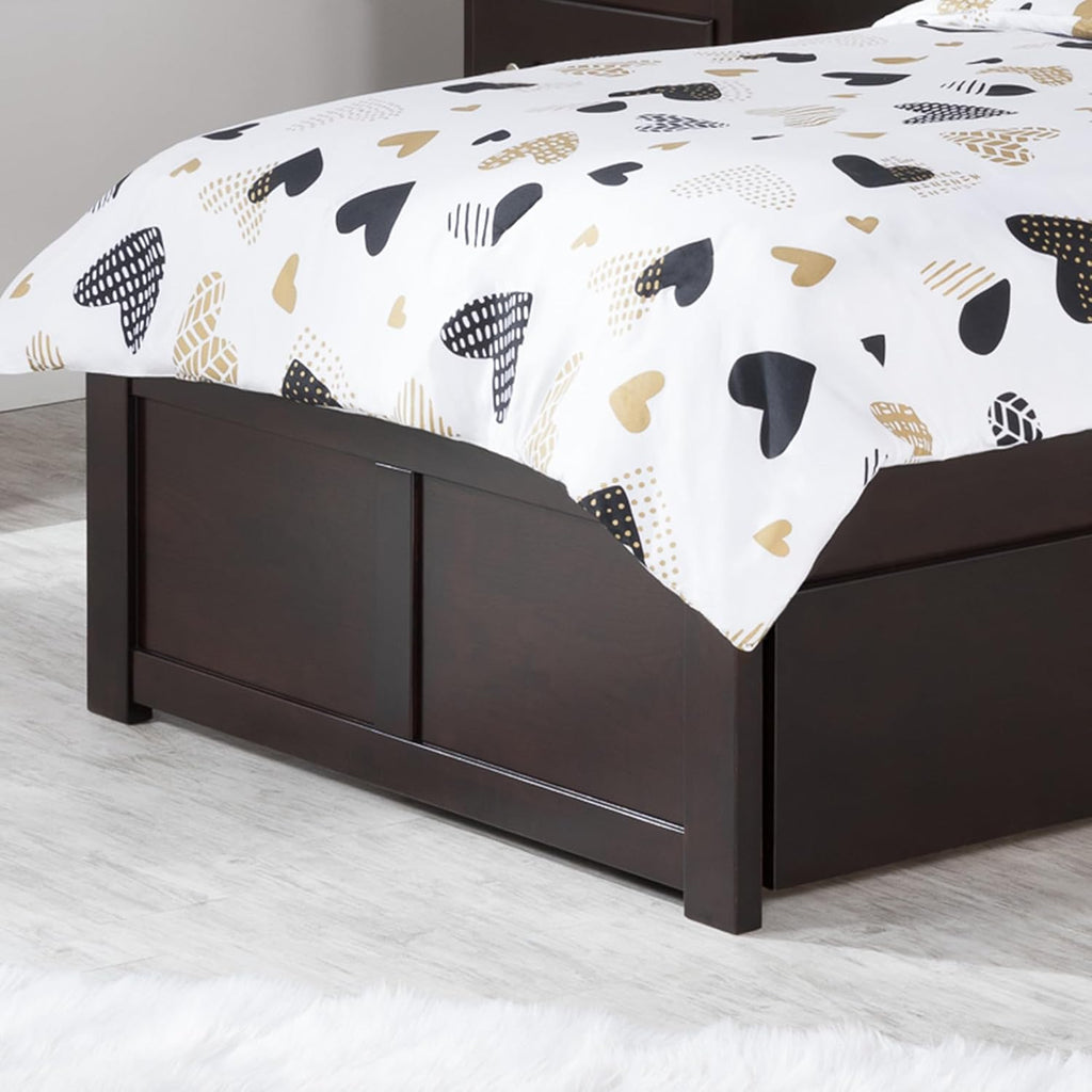 AFI Concord Twin XL Size Platform Bed with Footboard & Twin XL Trundle in Espresso