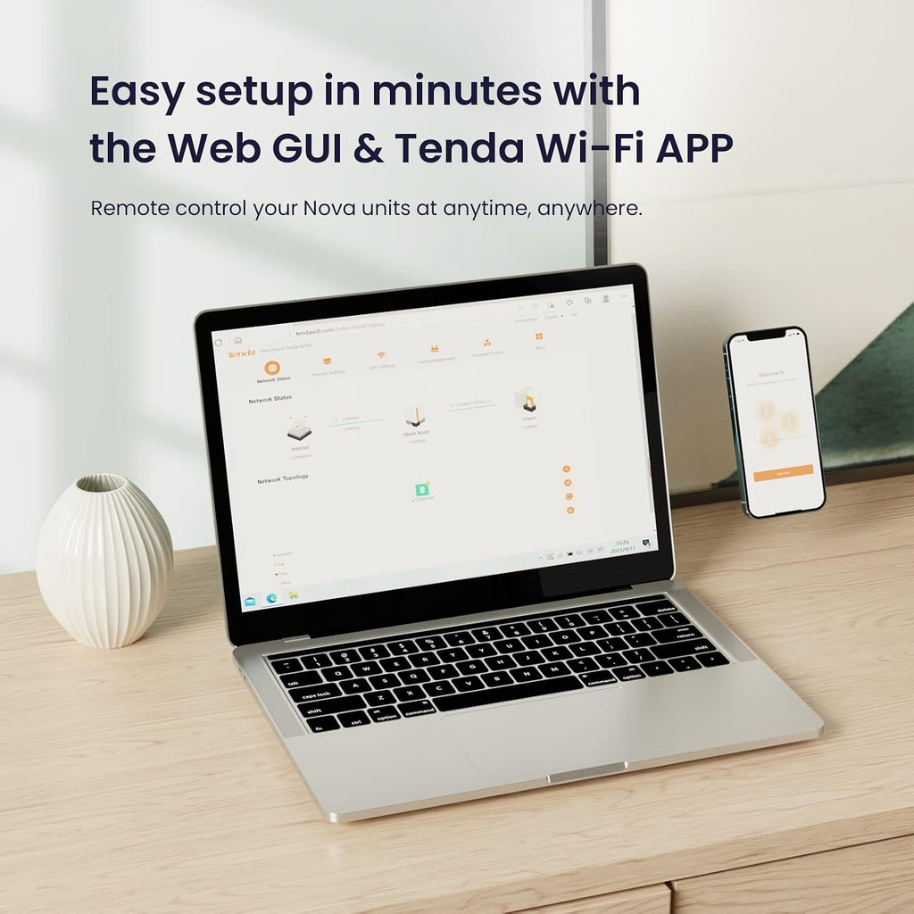 Tenda AX5400 Mesh WiFi 6 System Nova MX15 Pro - 6 * 3dBi Antennas up to 7300 sq.ft WiFi Coverage - Wi-Fi 6 Mesh for up to 200 Devices, 3*Gigabit Ports, Easy Setup, Amazon Alexa, 3-Pack