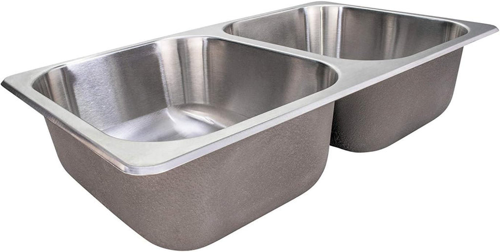RecPro RV Double Bowl Kitchen Sink | 27' x 16 x 7' | Stainless Steel