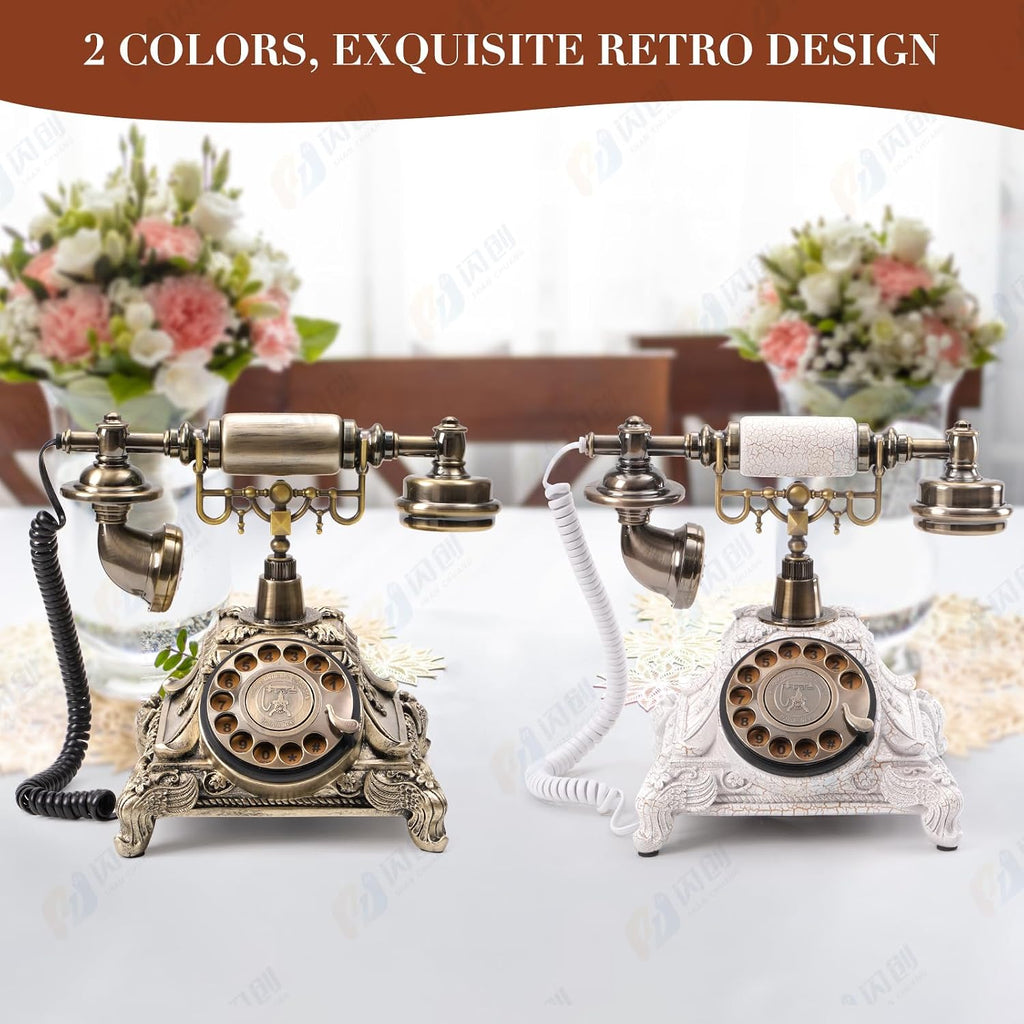 Audio Guest Book Wedding Phone - Unique Voicemail Recorder for Weddings, Parties, Graduations - European Vintage Style, Crystal-Clear Sound, White Rotary Design, Voice Message Guestbook