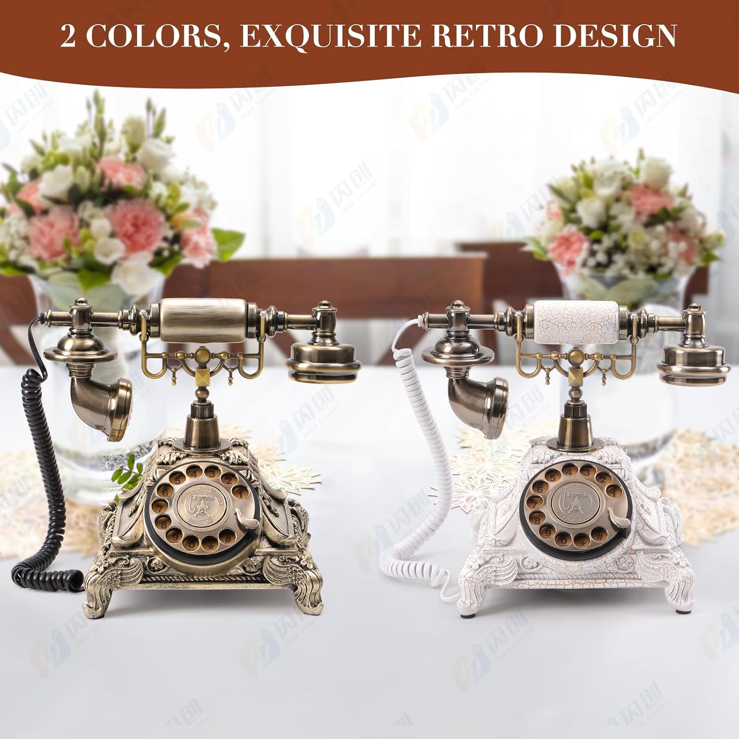 Audio Guest Book Wedding Phone - Unique Voicemail Recorder for Weddings, Parties, Graduations - European Vintage Style, Crystal-Clear Sound, White Rotary Design, Voice Message Guestbook