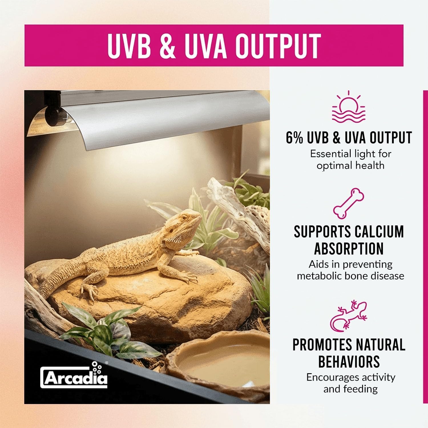 Arcadia T5 UVB Reptile Light Fixture Kit 36' Long 39 Watts 6% UVB Forest – Complete UVB Light for Reptiles, Turtles, Snake, Bearded Dragon Lamp, Long Lasting Easy to Use Professional Lighting