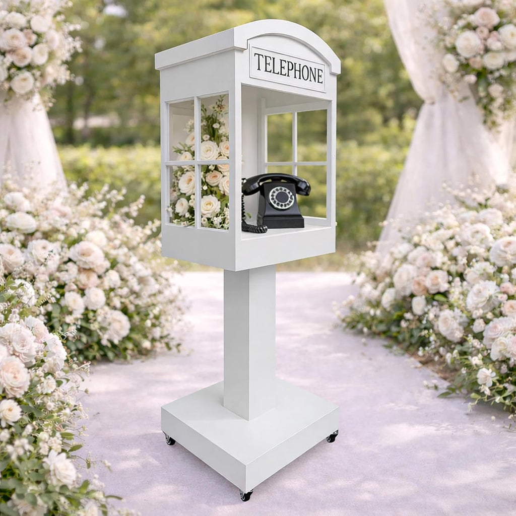 Telephone Booth Audio Guest Book White Phone Booth Stand Wedding Telephone Booth Box Perfect for Video Message Recording Wedding Party Ceremony Decoration