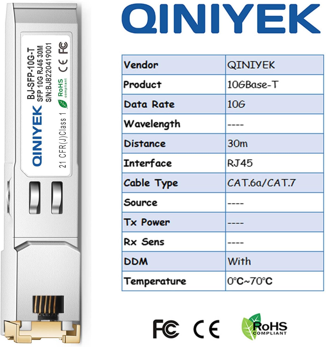 10G SFP+ to RJ45 Transceiver, 10GBase-T Copper SFP+ Module for Cisco SFP-10G-T-S, Ubiquiti UniFi UF-RJ45-10G, MikroTik S+RJ10, Netgear AXM765, Fortinet, Cat.6a/7, up to 30m (Pack of 4)