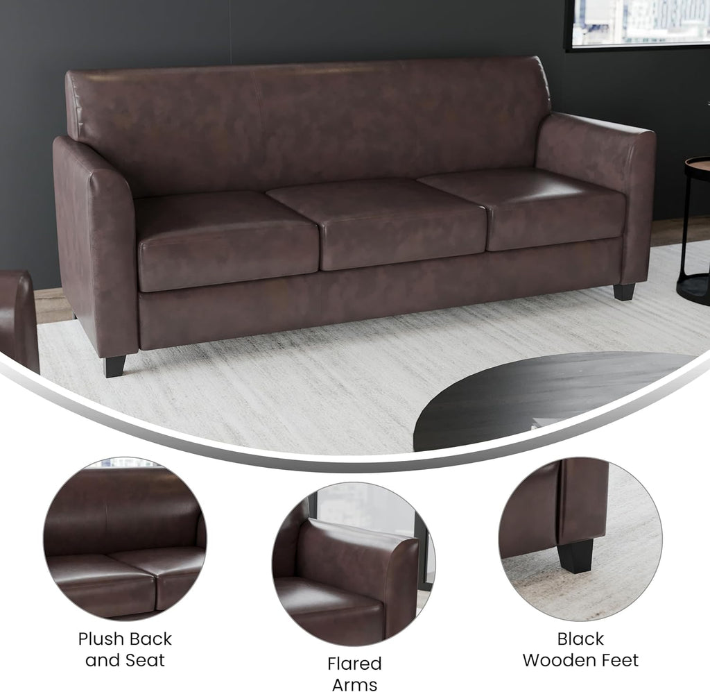 Flash Furniture HERCULES Diplomat Series Brown LeatherSoft Sofa
