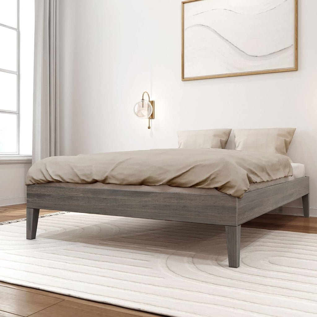 Plank+Beam Solid Wood Platform Bed Frame, Strong Wood Slat Support, No Box Spring Needed, Easy Assembly, Driftwood, Full