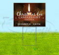 Christmas EVE Candlelight Service (18' x 24') Yard Sign, Quantity Discounts, Multi-Packs, Includes Metal Step Stake, Bandit, New, Advertising, USA