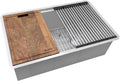 Ruvati 33-inch Workstation Kitchen Sink - Slope Bottom Offset Drain 16 Gauge Stainless Steel Kitchen Sink with Brushed Finish, Easy-to-Clean Undermount Sinks- RVH8591