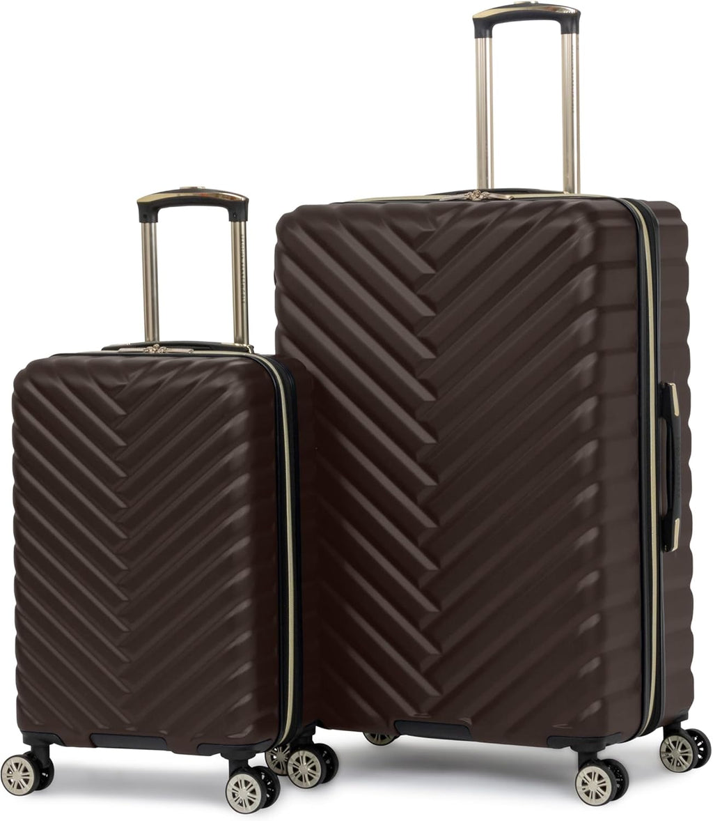 Kenneth Cole REACTION Madison Square Lightweight Hardside Chevron Expandable Spinner Luggage, Chocolate Brown, 2-Piece Set (20' & 28')