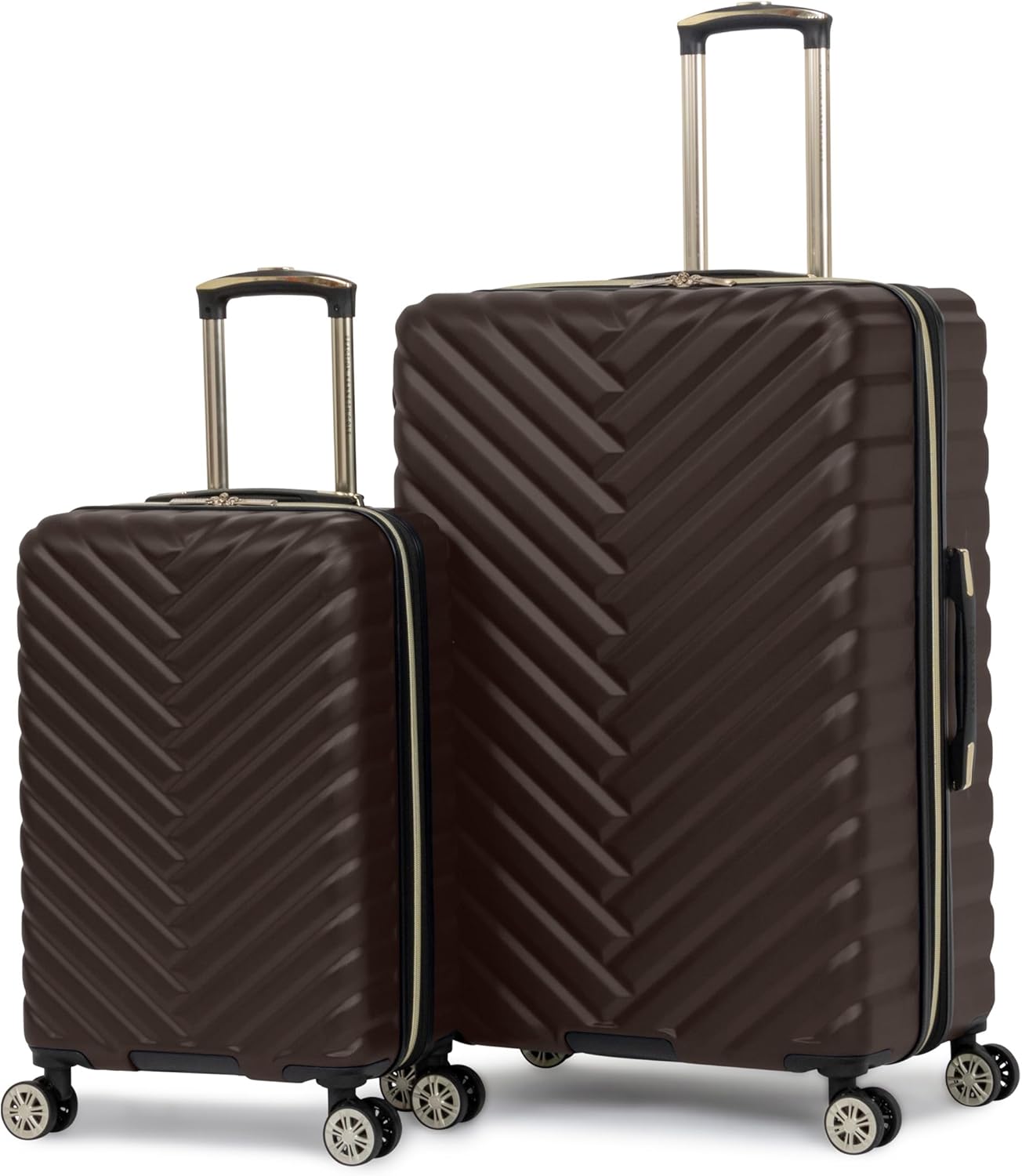 Kenneth Cole REACTION Madison Square Lightweight Hardside Chevron Expandable Spinner Luggage, Chocolate Brown, 2-Piece Set (20' & 28')