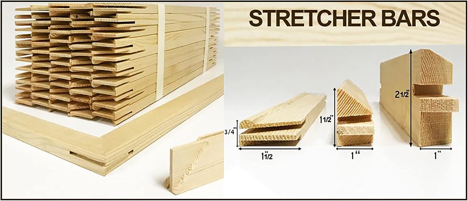 38' 50 PK Bulk Discount 0.75' Canvas Stretcher Bars Wood Frame for Stretching, Oil Paintings, Needlework - Extra Large Custom Size 6-84'