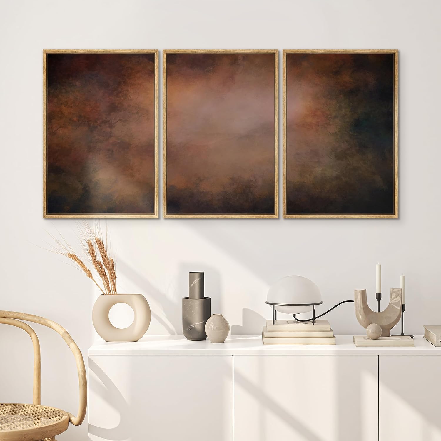 SIGNWIN Framed Canvas Print Wall Art Set Rustic Abstract Warm Brown Gradient Illustrations Modern Scenic Colorful Ultra for Living Room, Bedroom, Office - 24'x36'x3 Natural