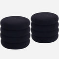 19.5 Inch Round Storage Ottoman, Modern Sherpa Ottoman Coffee Table with Removable Top, Black Vanity Stool with Storage for Bedroom, Living Room, Dorm, Set of 2