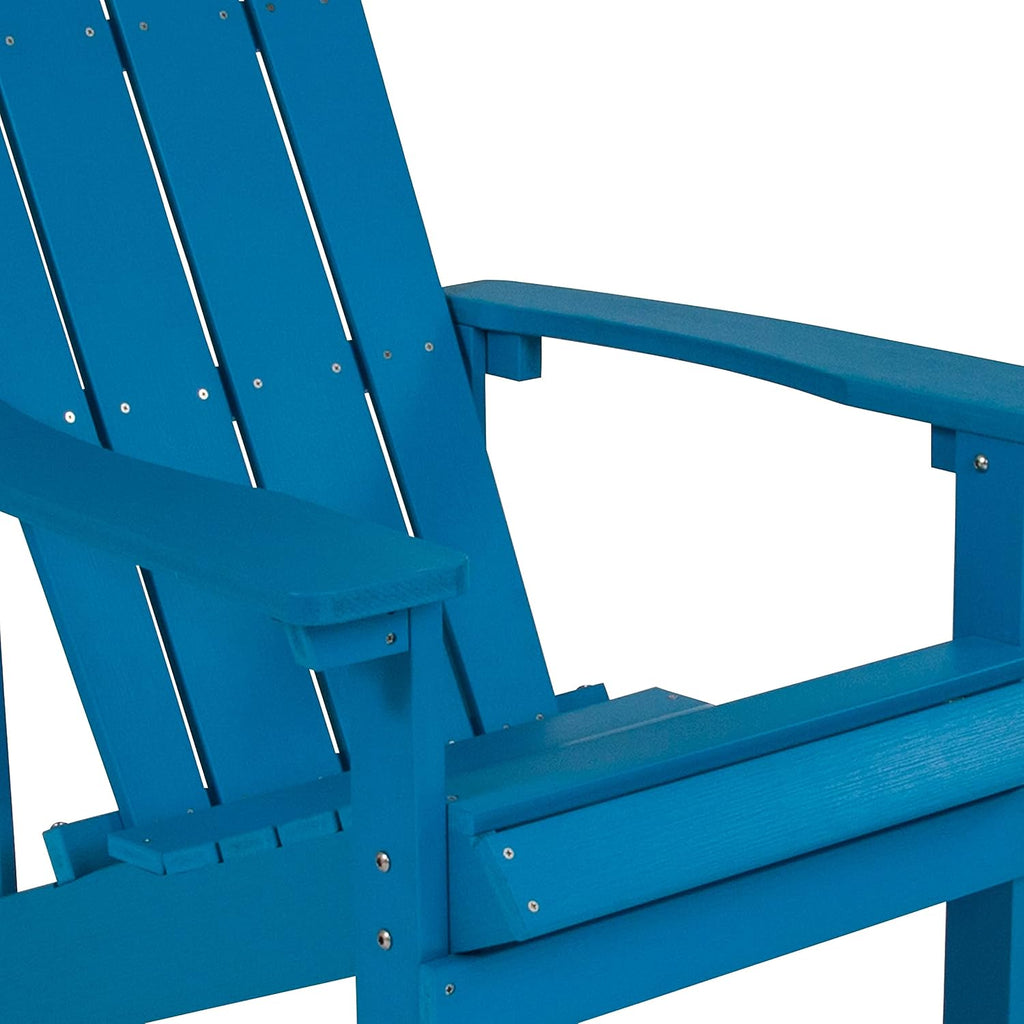 Flash Furniture Charlestown Commercial Grade Indoor/Outdoor Adirondack Chair, Weather Resistant Durable Poly Resin Deck and Patio Seating, Blue