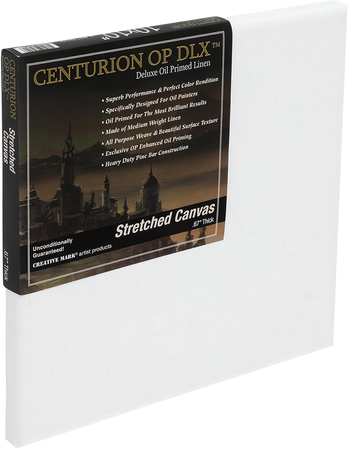 Centurion Deluxe Professional Oil Primed Linen Stretched Canvas, 11oz Linen, 24x24 - Box of 6, 0.67' Deep Canvases, Kiln-Dried Stretchers, Back Stapled, Premium Medium Weight Canvas for Oil Paintings