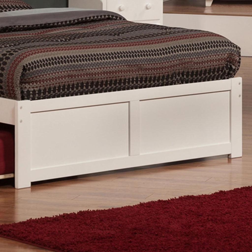 AFI Concord Queen Size Platform Bed with Footboard & Twin XL Trundle in White