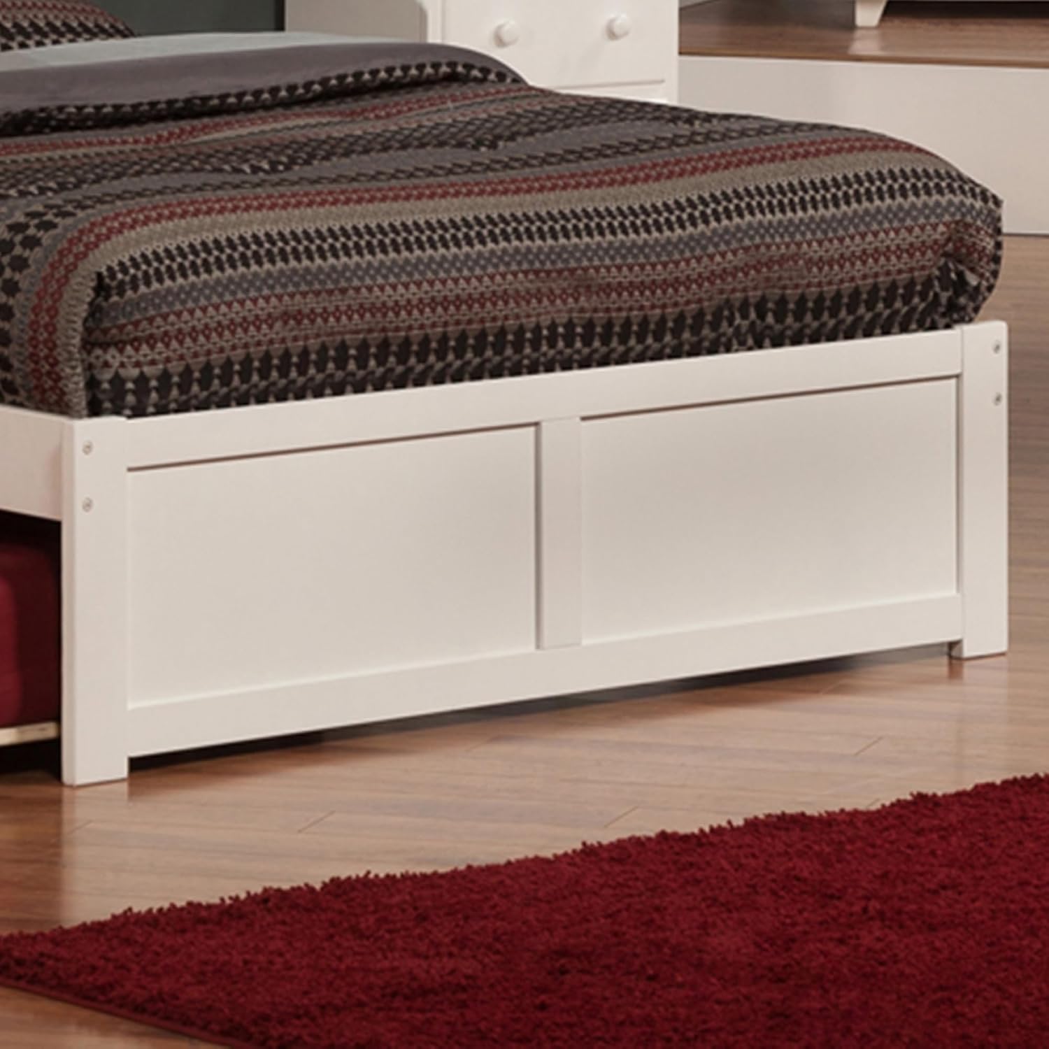 AFI Concord Queen Size Platform Bed with Footboard & Twin XL Trundle in White