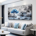 QIYILEXWART Canvas Wall Art For Living Room Large Wall Decor For Office Bedroom Decorations The Blue Tree Pictures The Hut Painting Stretched And Framed Artwork Room Ready To Hang