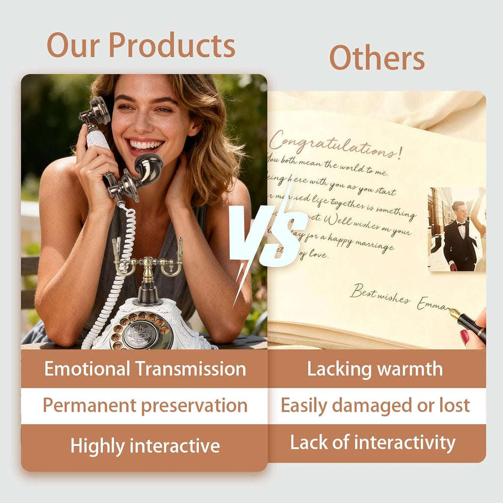 Audio Guest Book Wedding Phone, FESTRING Audio Guestbook, Recording Wedding Phone Guest Book, Retro Design Perfect for Weddings/Anniversaries/Parties/Birthday/Graduation/Baby Shower/Retirement, White