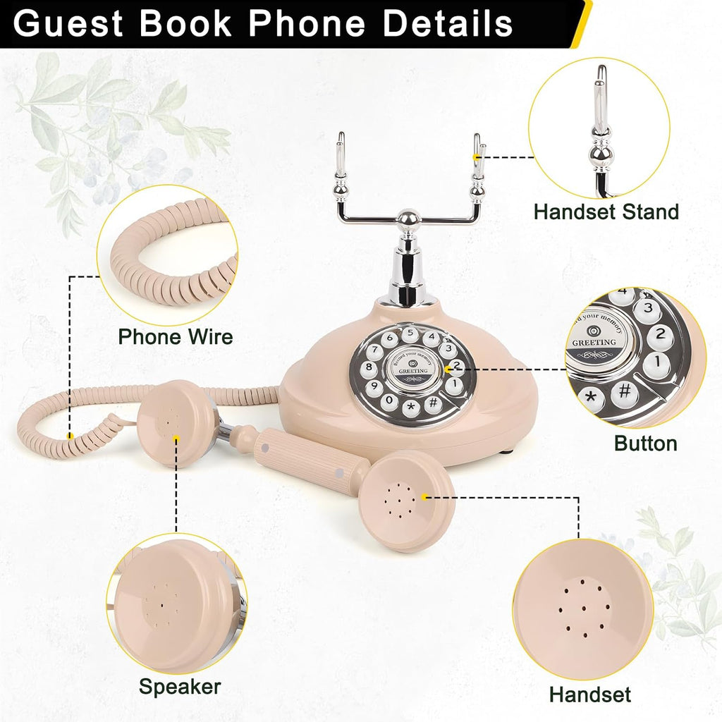 Audio Guest Book Wedding Phone- Record Customized Audio Messages with GuestBook – A Personal and Convenient Way to Preserve Your Special Occasions (Beige Phone)