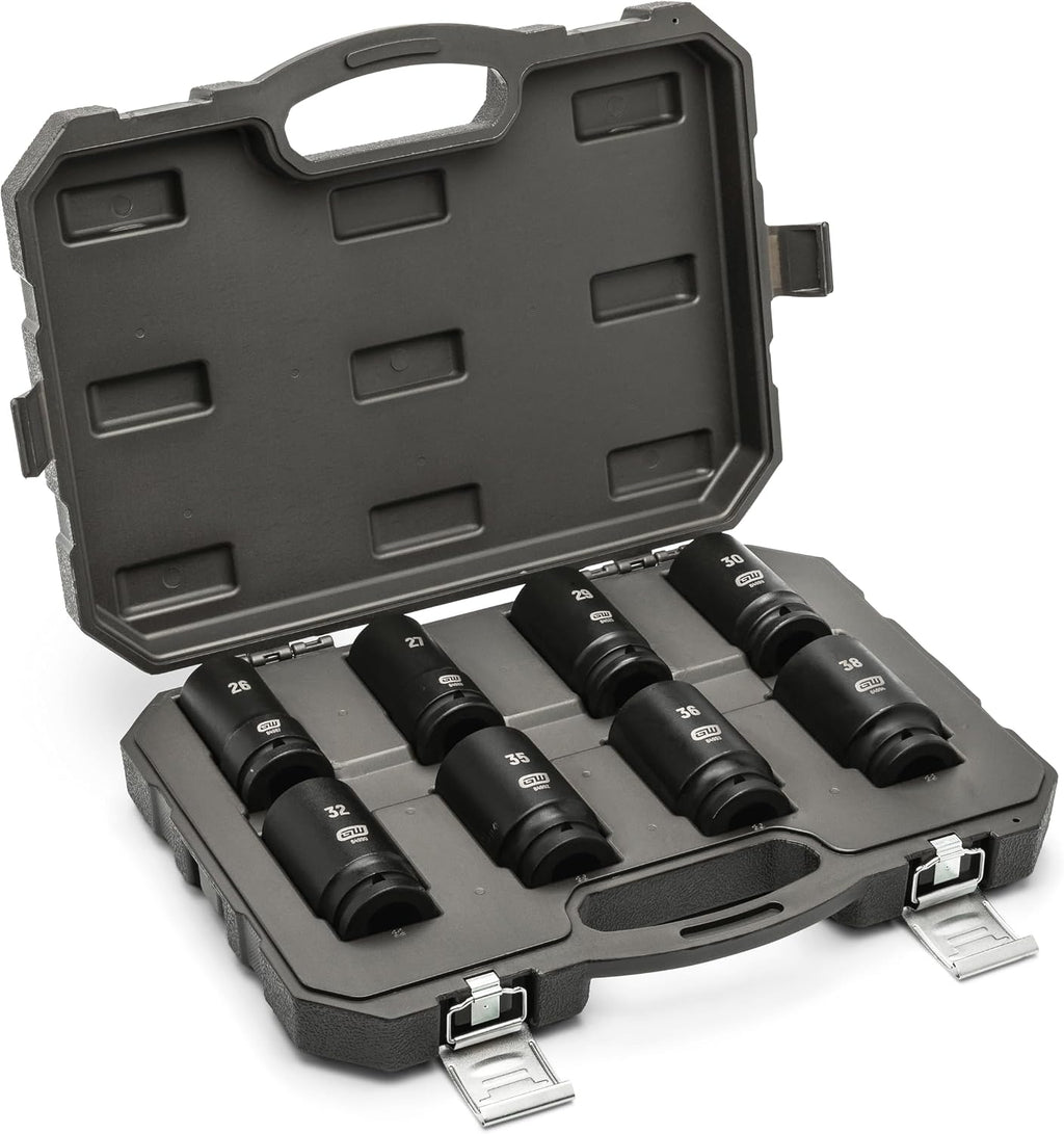 GEARWRENCH 8 Piece 3/4' Drive 6 Point Deep Metric Impact Socket Set | 26mm-38mm | 84032