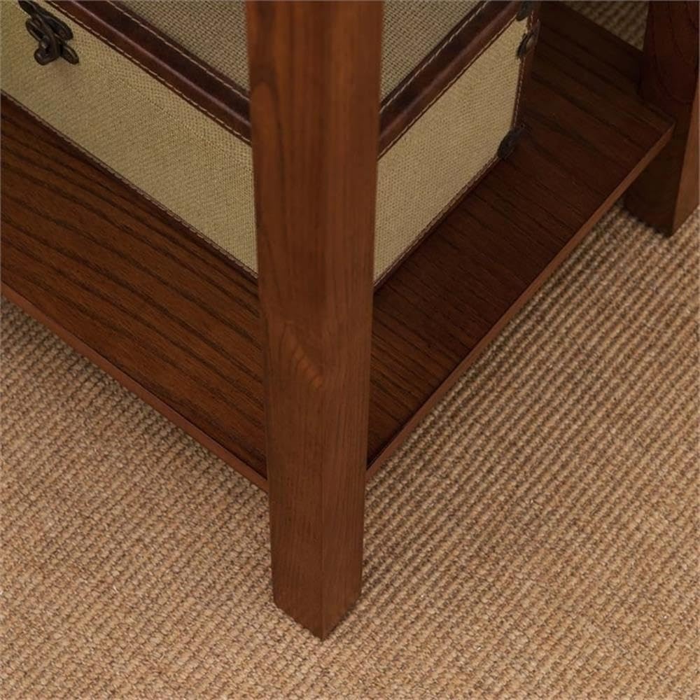 BOWERY HILL 1 Drawer Nightstand, 28' H x 22' W x 16' D, Solid Ash Wood, Russet Finish, Lower Display Shelf, Full Extension Drawer Guides, Compact Mission Style Bedroom Furniture