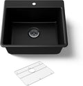 KOHLER 28003-1-CM1 Kennon® 25' Top-/Undermount Single-Bowl Kitchen Sink, Includes Sink Rack, Matte Black