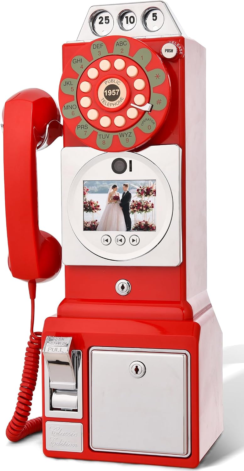 RetroVox Video & Audio Guest Book Wedding Phone Guestbook Creative Easy to Use & Fun Engagements Anniversaries Baby Showers Graduation (B Red)