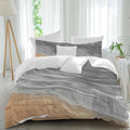 Prime Leader Abstract Grey Duvet Cover Set Queen Size 4 Pieces Ocean Beach Waves Lines Gradient Bedding Set with Zipper Closure, 1 Comforter Cover 86x86 Inches 1 Flat Sheet & 2 Pillow Cases