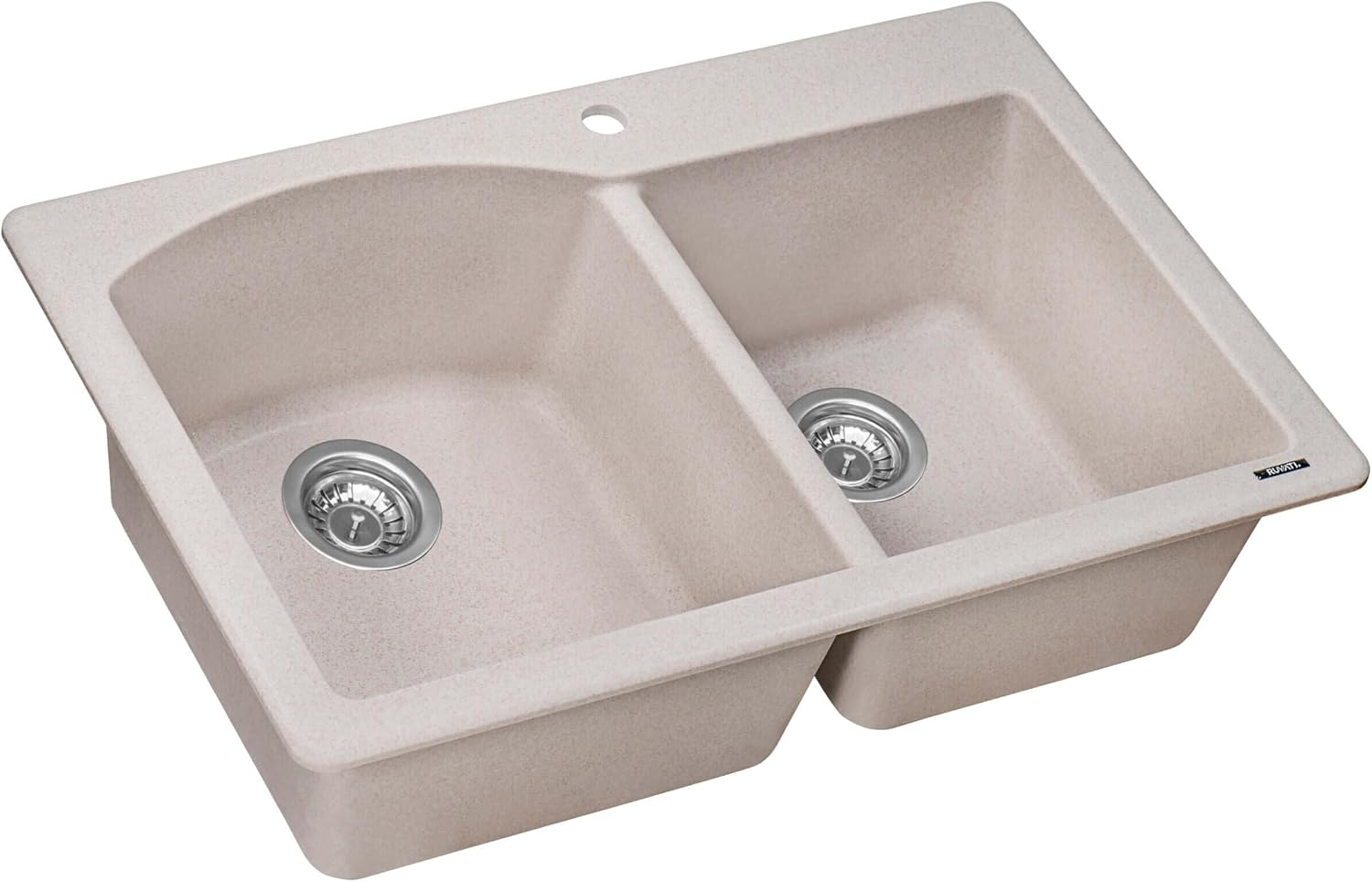 Ruvati 33 x 22 inch epiGranite Drop-in Topmount Granite Composite Quartz Double Bowl Kitchen Sink - Caribbean Sand - RVG1344CS