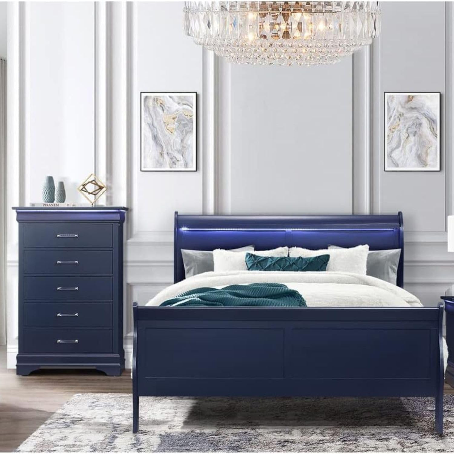 Global Furniture USA Charlie Blue Full Bed