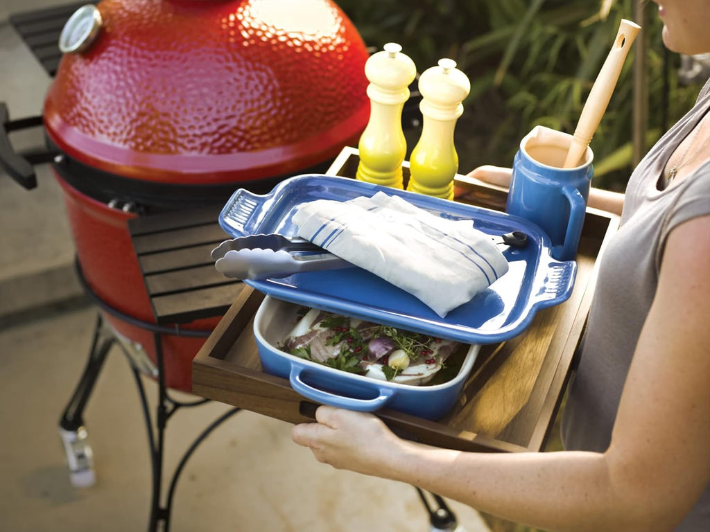 Le Creuset Stoneware Rectangular Dish with Platter Lid, 14 3/4' X 9', Cerise