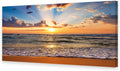 Muolunna BK1875 Wall Art Decor Large Canvas Print Picture Sunrise Ocean Beach 1 Panel Waves Scenery Painting Artwork for Office Wall Decor Home Decoration Stretched and Framed Ready to Hang XLarge