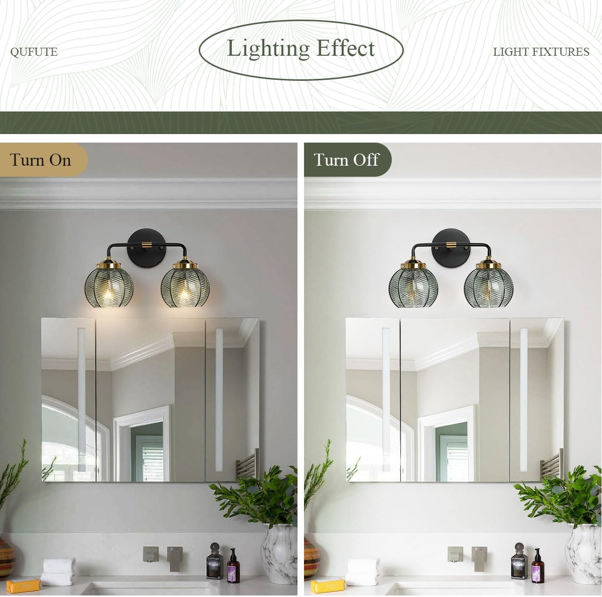 2 Light Bathroom Vanity Light Black and Gold Vanity Lights Vintage Bathroom Lights Fixtures Modern Wall Lamps Farmhouse Dining Room Wall Sconce Art Deco Above Mirror Lighting Fixture
