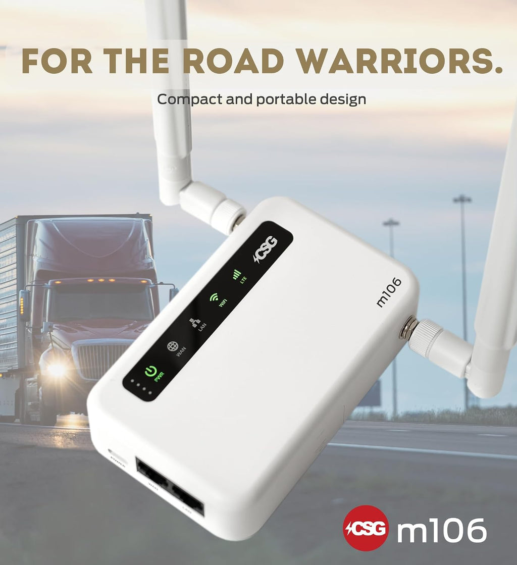 CSG m106 LTE Cellular Gateway Business or Home Router, Verizon 4G LTE Network Compatible, Built-in Failover, 5,000 mAh Backup Battery for Travel, Lightweight Portable Design, RV Internet